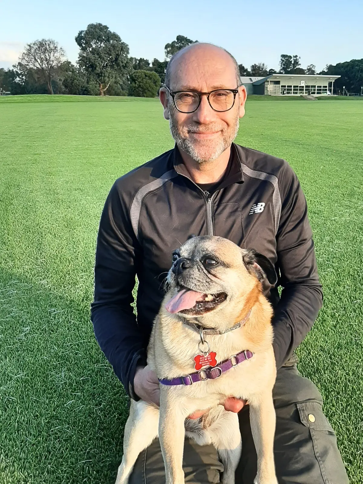 Dr Glenn Tobiansky with therapy dog